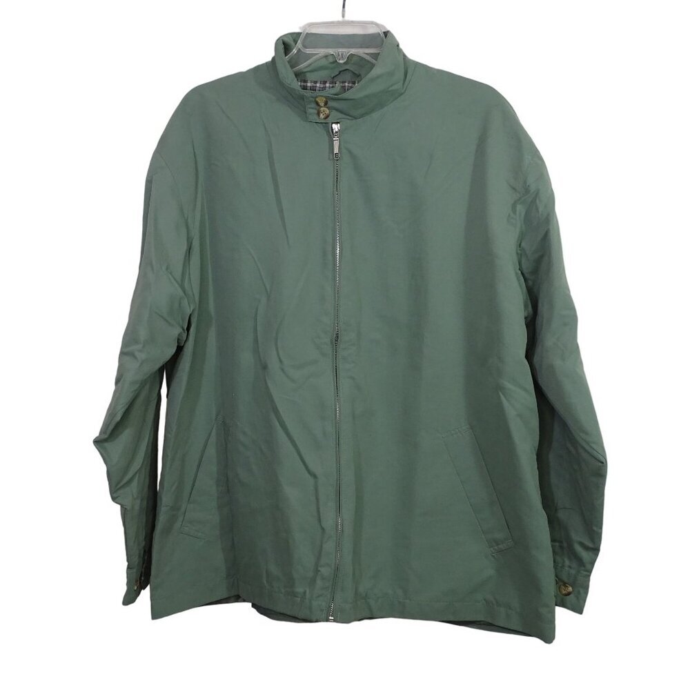 Haband Executive Division Green Full Zip Jacket Men Size L Polyester & Nylon